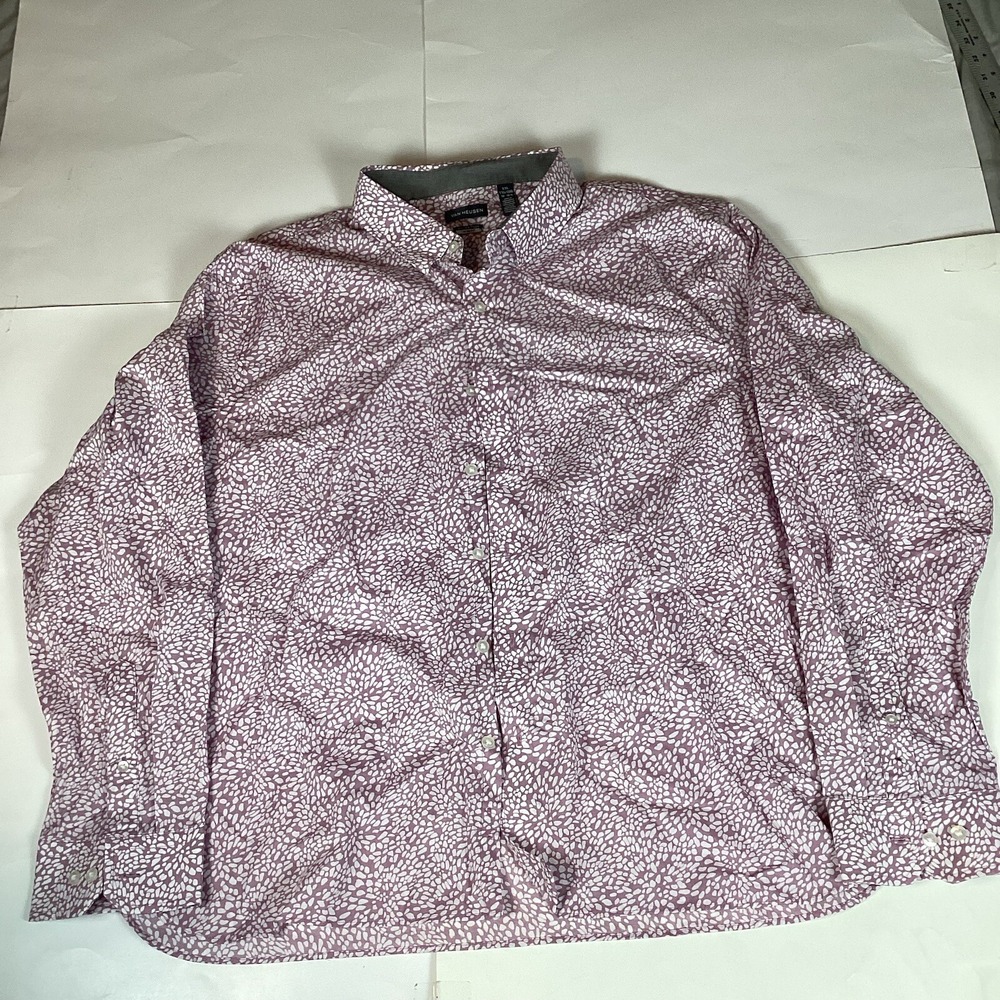 Van Heusen Mens Button Up Shirt Size XXL Long Sleeve Comfort Casual Animal Print
